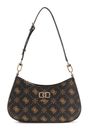 GUESS Emelie Logo Top Zip Shoulder Bag Espresso Logo