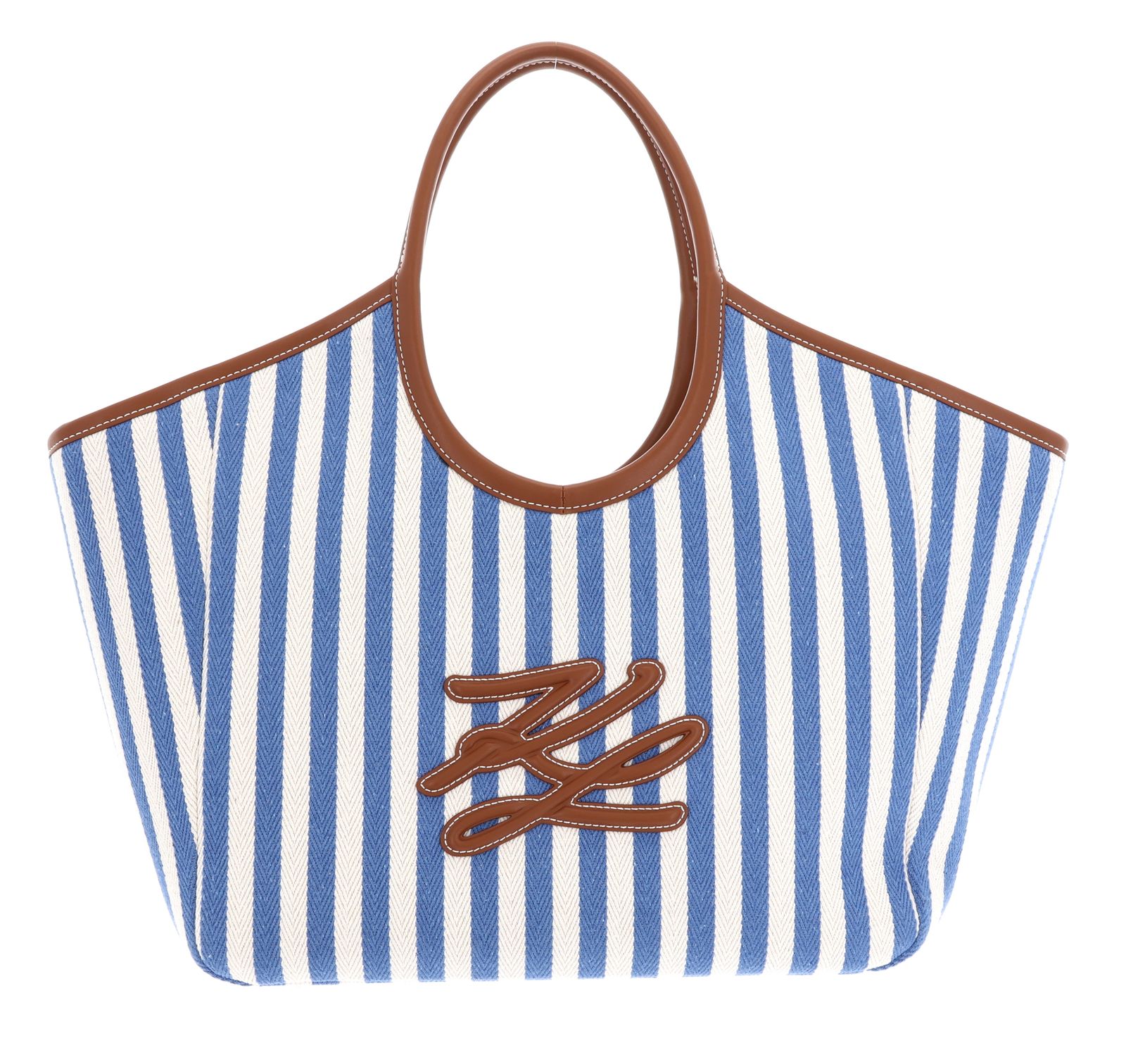 KARL LAGERFELD K / Autograph Stripe Canvas Bag Silver Lake Blue