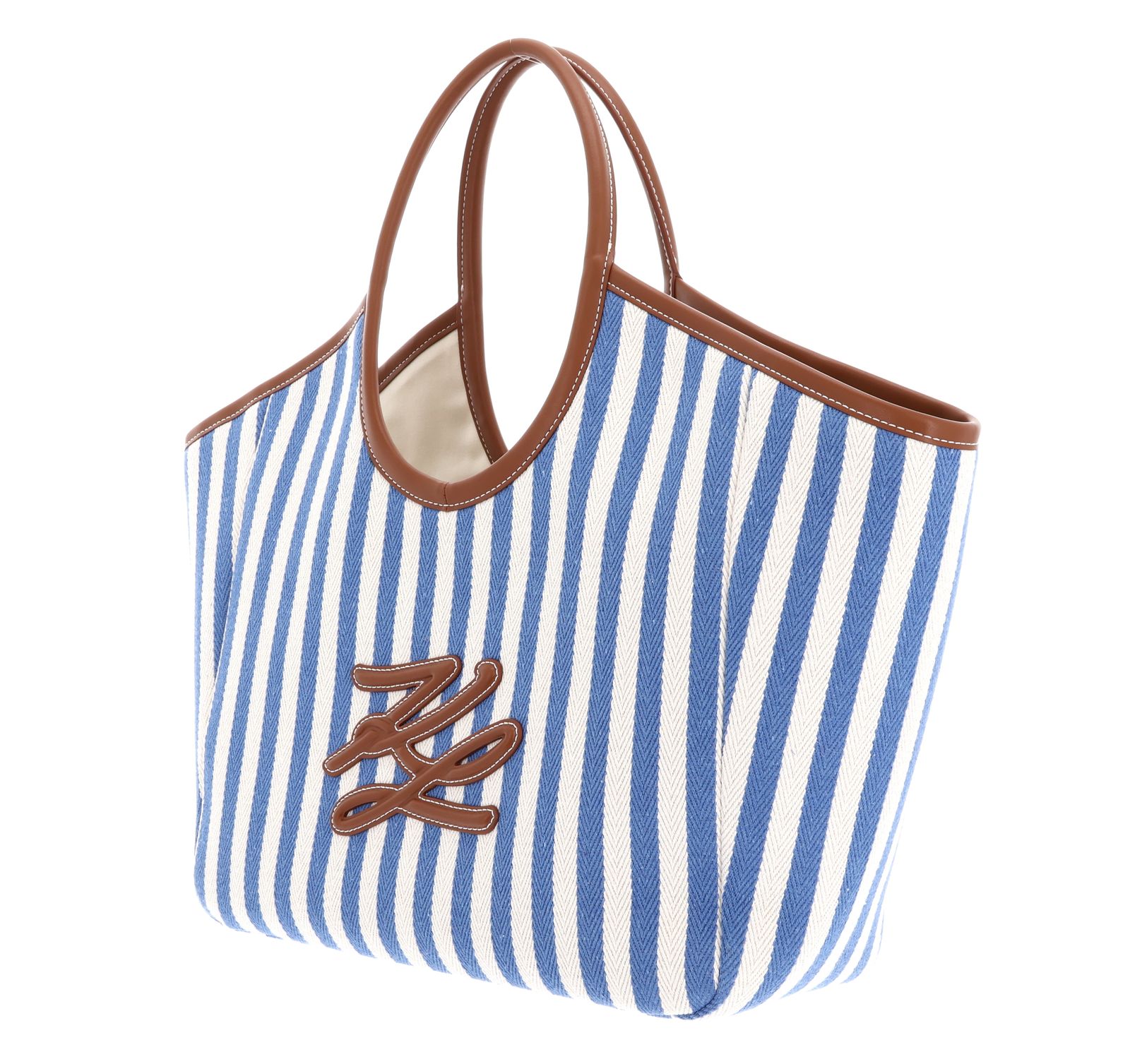KARL LAGERFELD K / Autograph Stripe Canvas Bag Silver Lake Blue KARL LAGERFELD K / Autograph Stripe Canvas Bag Silver Lake Blue