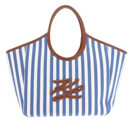 KARL LAGERFELD K / Autograph Stripe Canvas Bag Silver Lake Blue KARL LAGERFELD K / Autograph Stripe Canvas Bag Silver Lake Blue