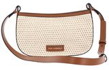 KARL LAGERFELD K / Circle Crossbody Saddle Raffia Mesh Natural Tan