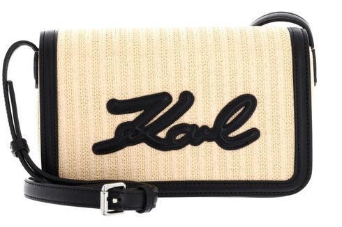 KARL LAGERFELD K / Signature Raffia Crossbody Natural / Black