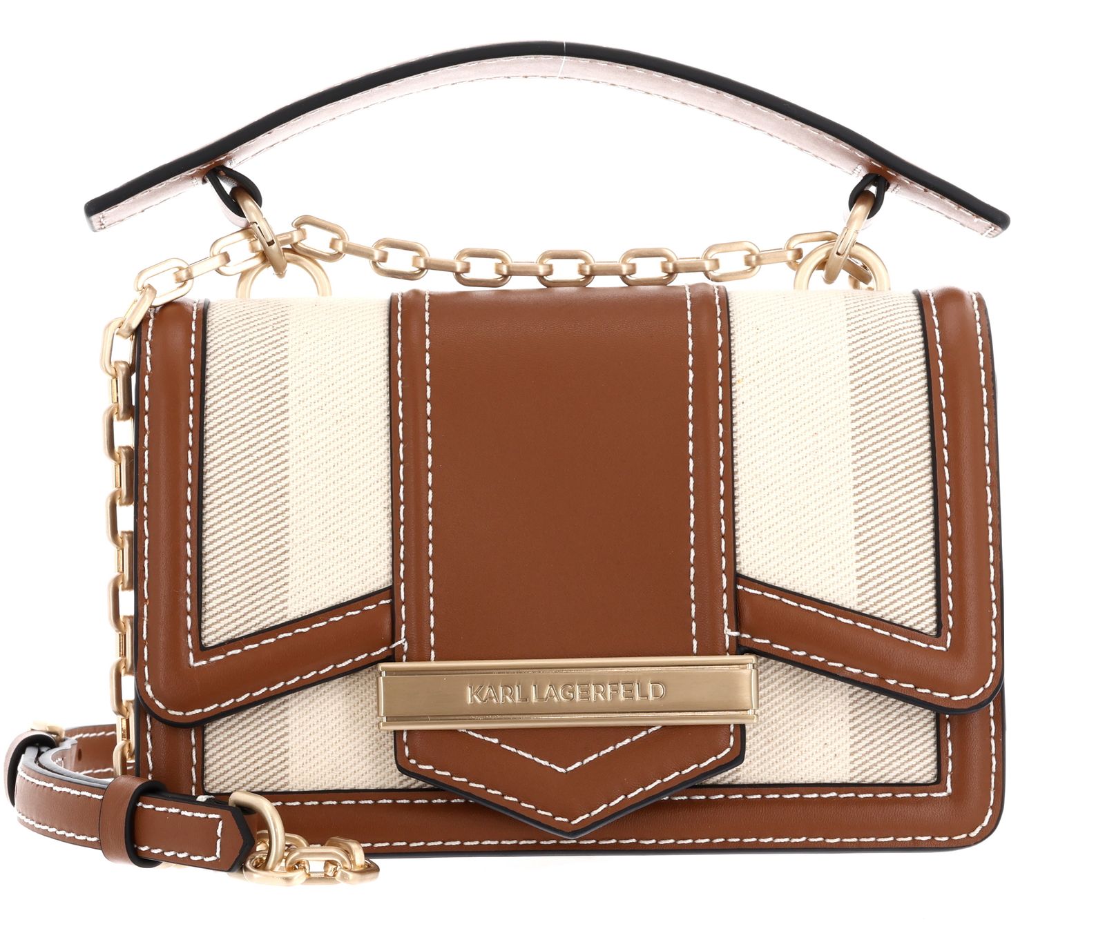 KARL LAGERFELD K / Nova Small Crossbody Canvas Natural Canvas Tan