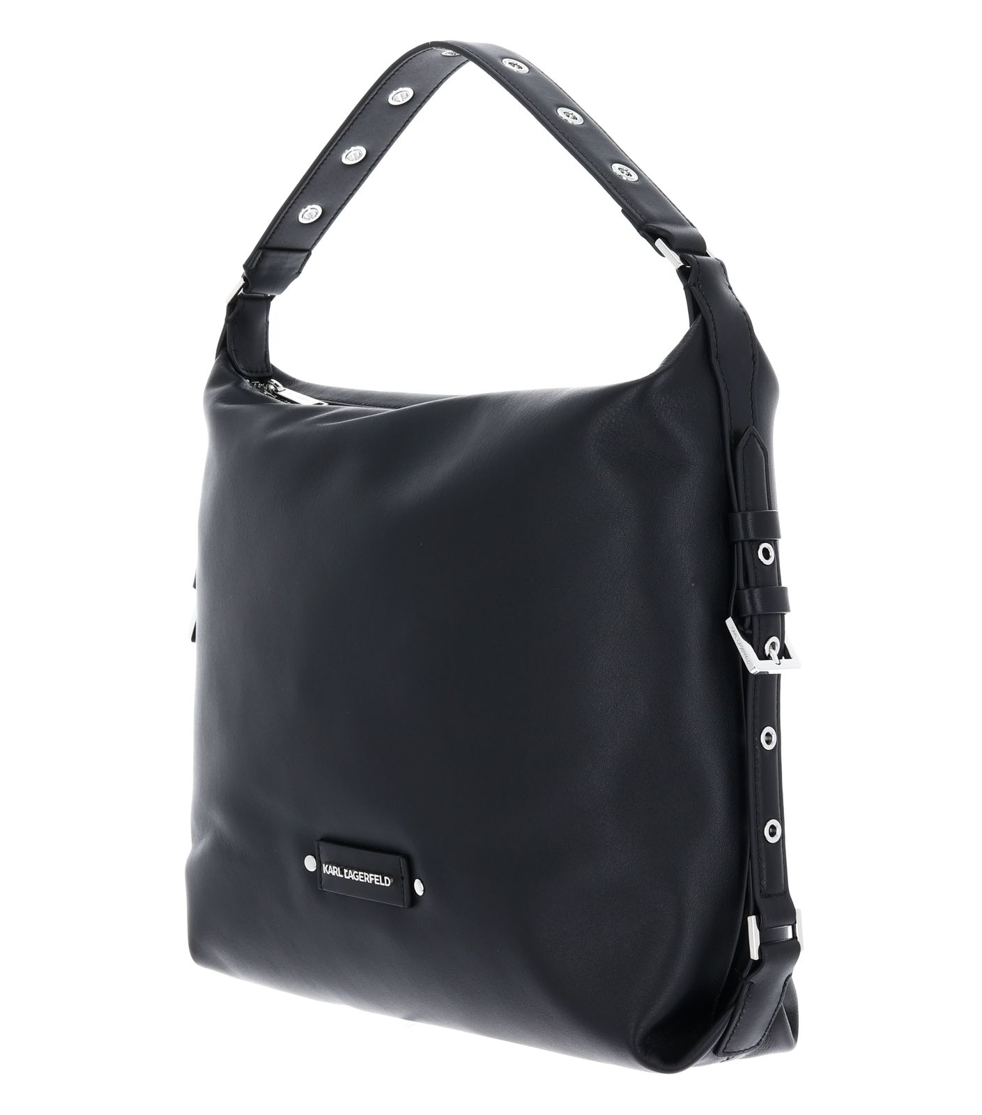 KARL LAGERFELD K / Eyelets Hobo Bag M Black - Nickel KARL LAGERFELD K / Eyelets Hobo Bag M Black - Nickel