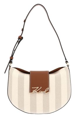 KARL LAGERFELD K / Signature Flap Shoulder Bag SHB CNV Natural Canvas Tan KARL LAGERFELD K / Signature Flap Shoulder Bag SHB CNV Natural Canvas Tan