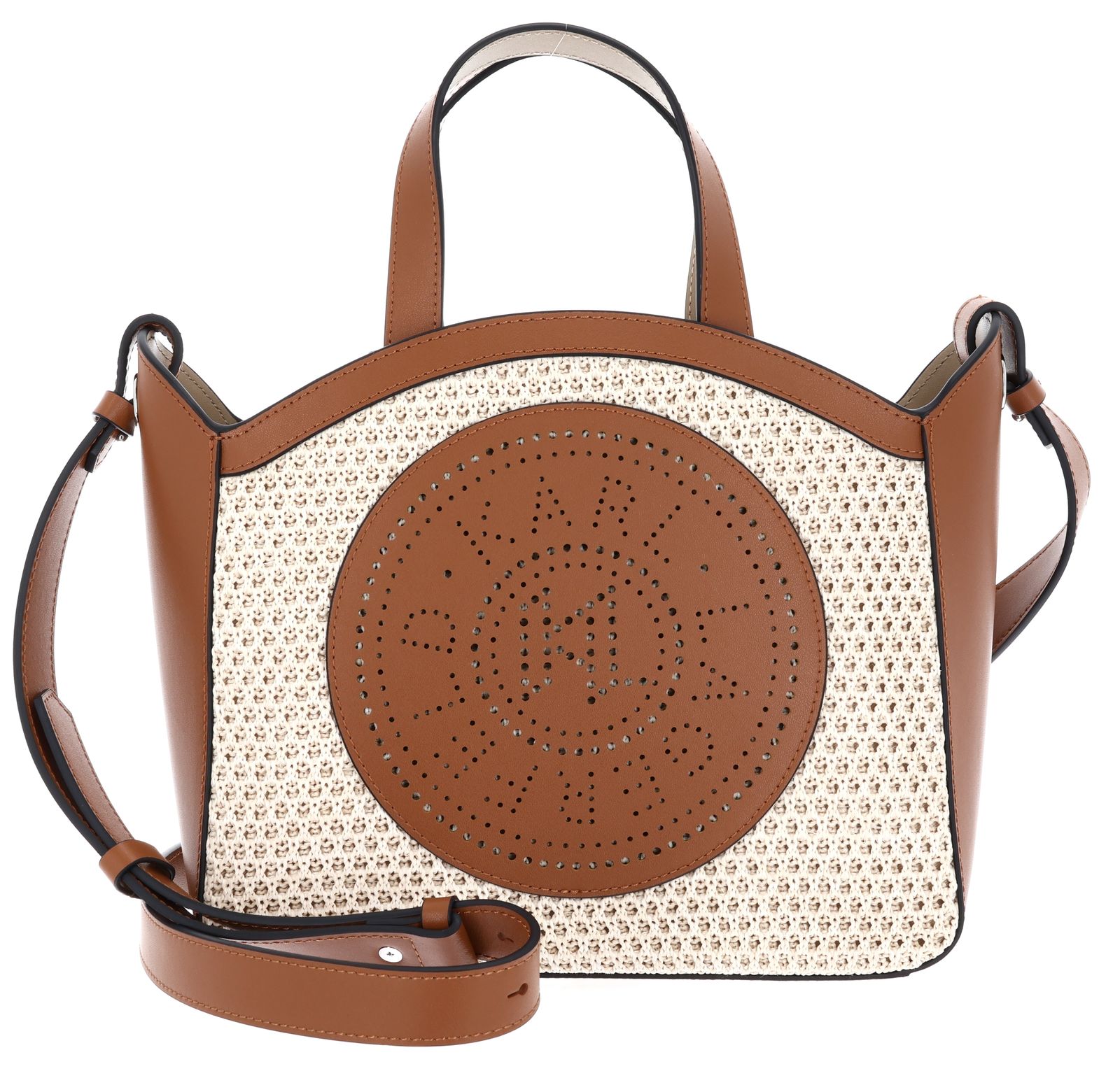 KARL LAGERFELD K / Circle Small Tote Raffia Mesh Natural Tan