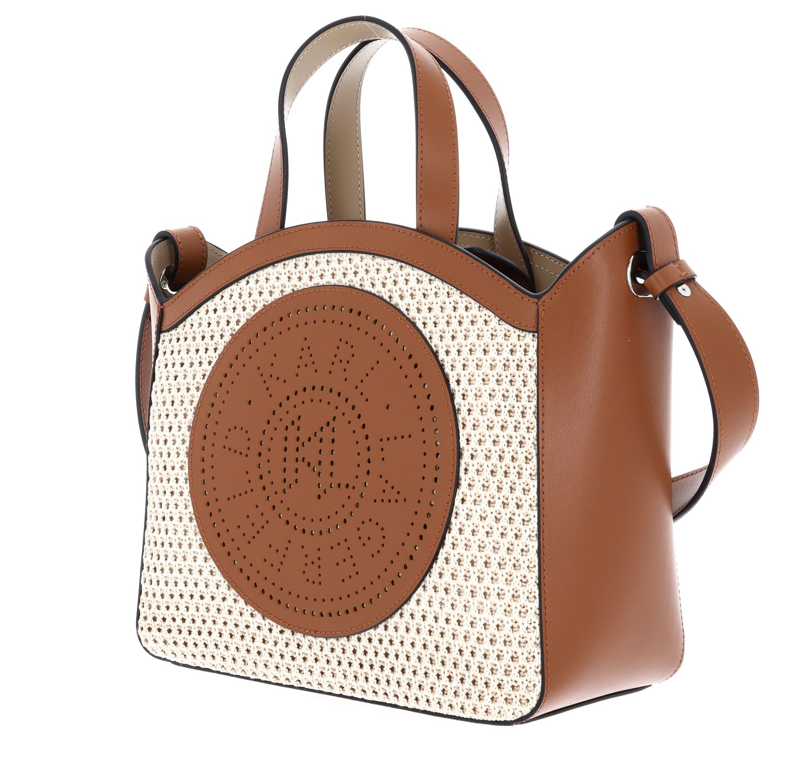 KARL LAGERFELD K / Circle Small Tote Raffia Mesh Natural Tan KARL LAGERFELD K / Circle Small Tote Raffia Mesh Natural Tan