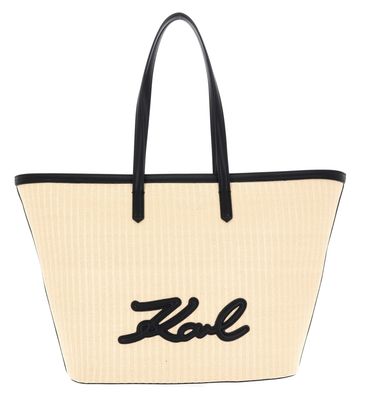 KARL LAGERFELD K / Signature Raffia Tote Natural / Black KARL LAGERFELD K / Signature Raffia Tote Natural / Black