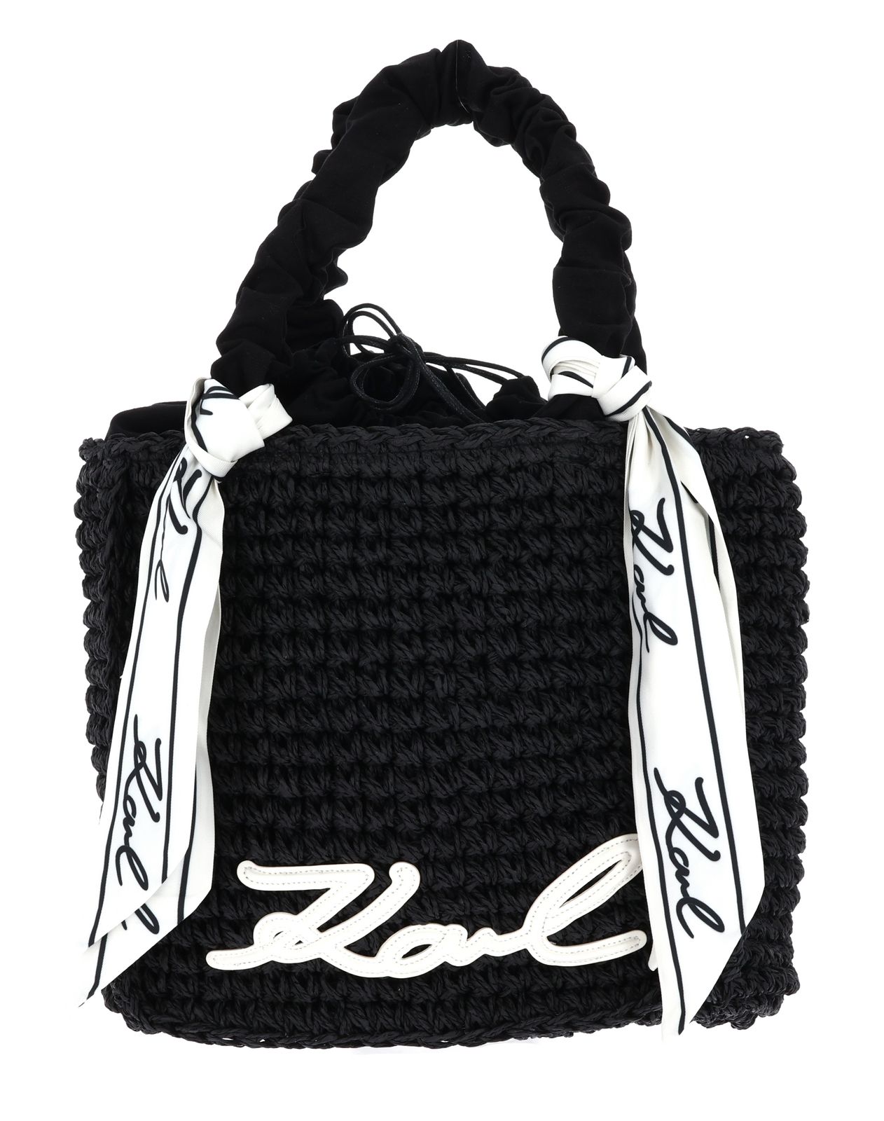 KARL LAGERFELD K / Signature Scarf Beach Bag Black