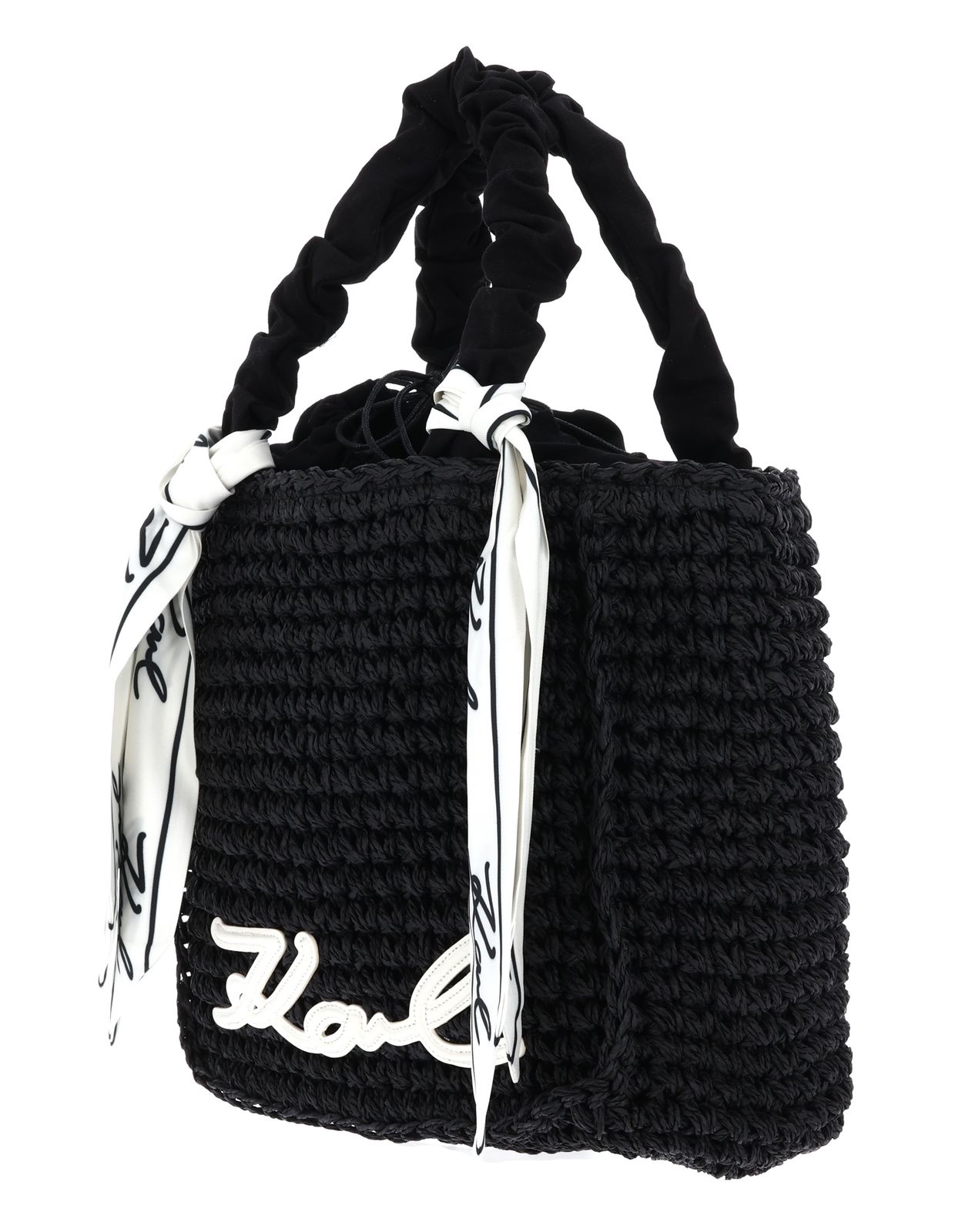 KARL LAGERFELD K / Signature Scarf Beach Bag Black KARL LAGERFELD K / Signature Scarf Beach Bag Black