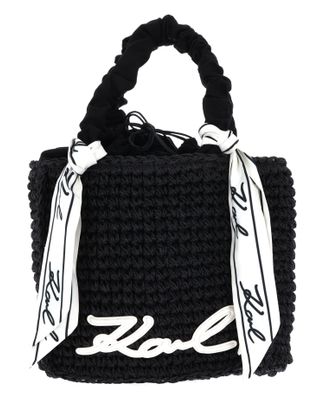 KARL LAGERFELD K / Signature Scarf Beach Bag Black