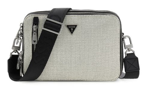 GUESS Torino Camera Bag Double Zip Black / White GUESS Torino Camera Bag Double Zip Black / White