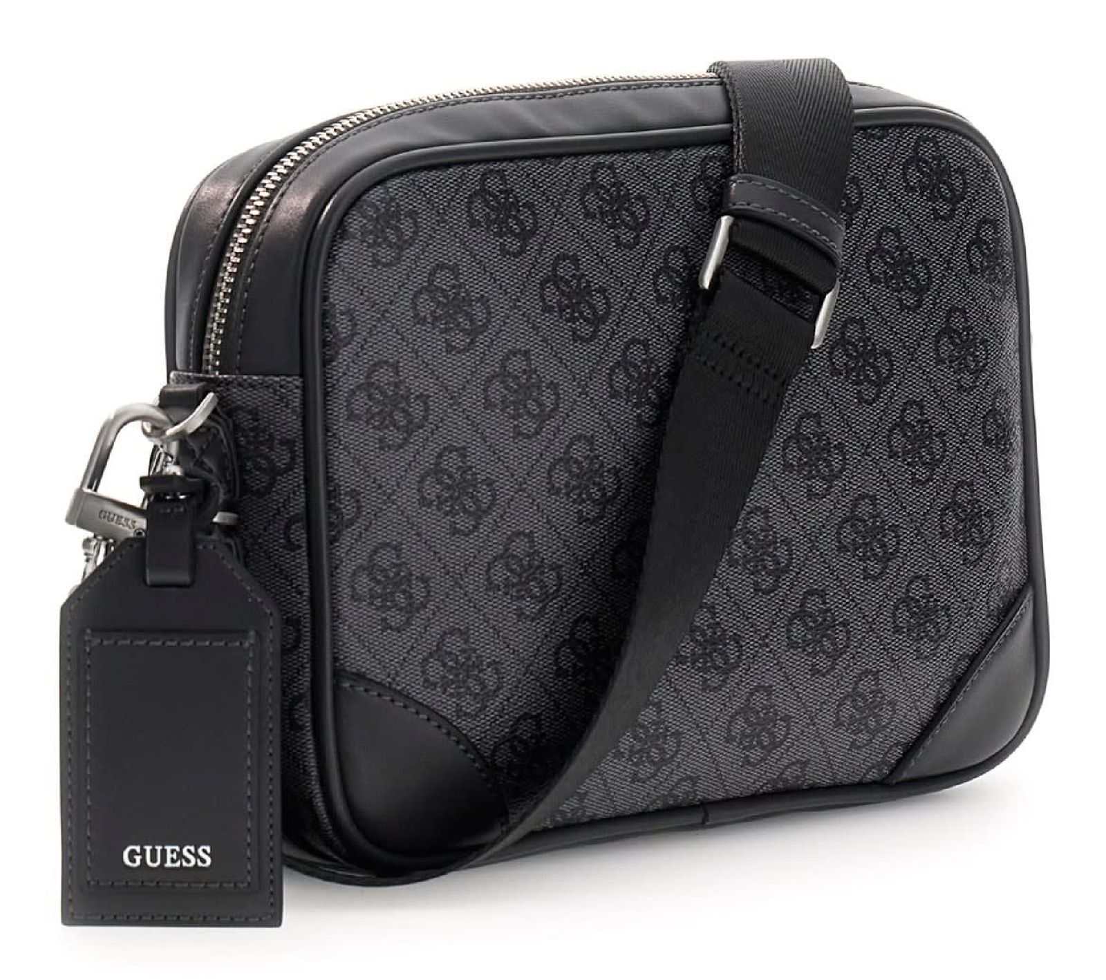 GUESS Milano Crossbody Double Zip Bag Black / Antracite GUESS Milano Crossbody Double Zip Bag Black / Antracite