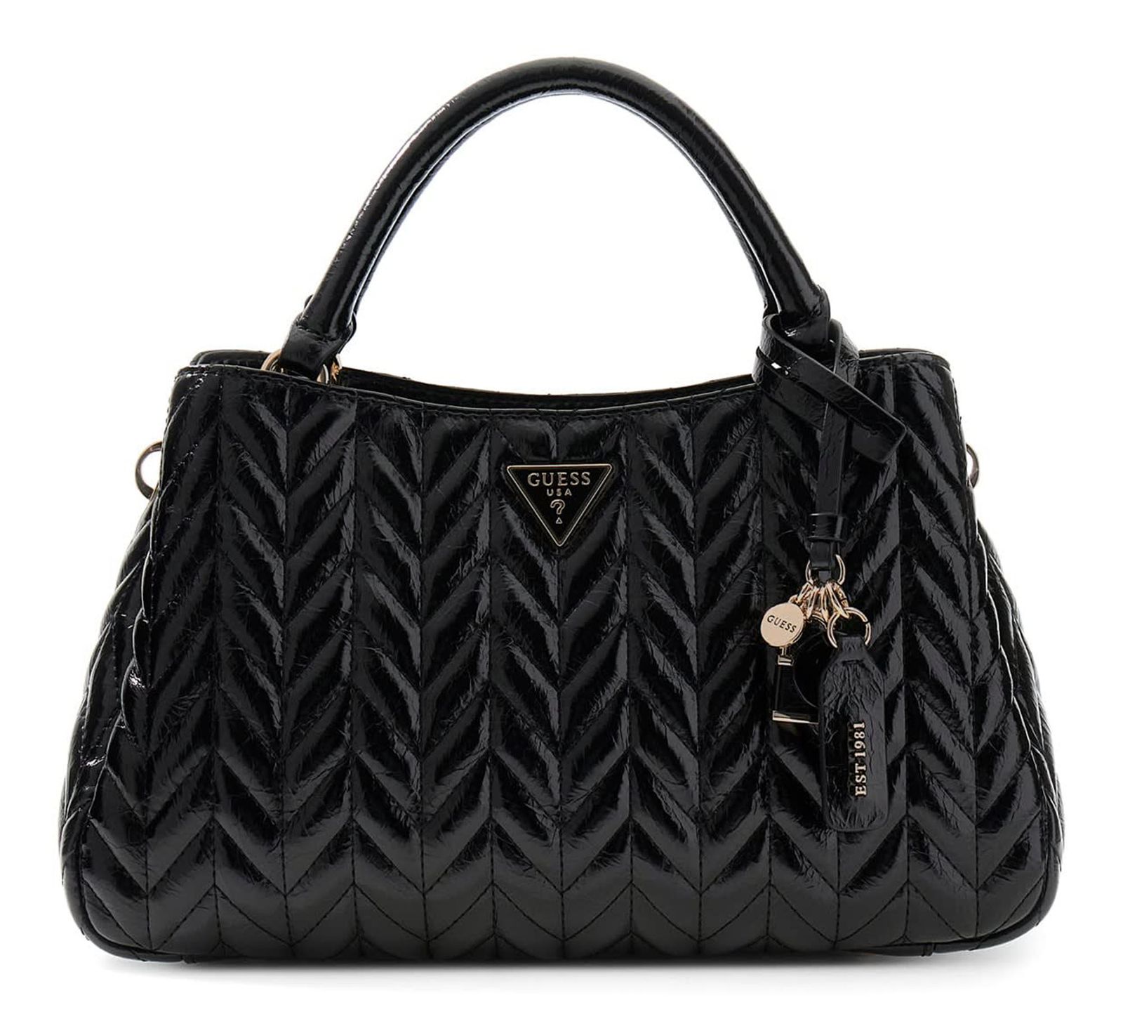 GUESS Cheryl Triple Compartment Satchel Black GUESS Cheryl Triple Compartment Satchel Black