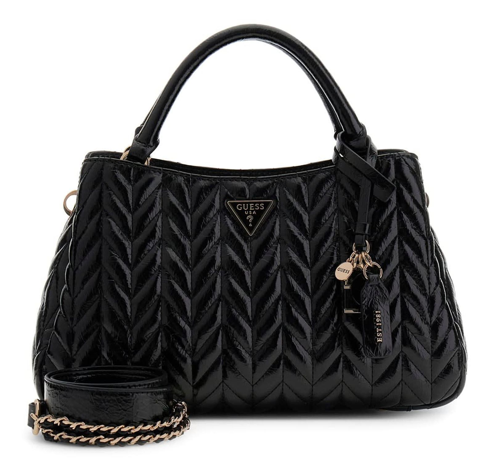 GUESS Cheryl Triple Compartment Satchel Black