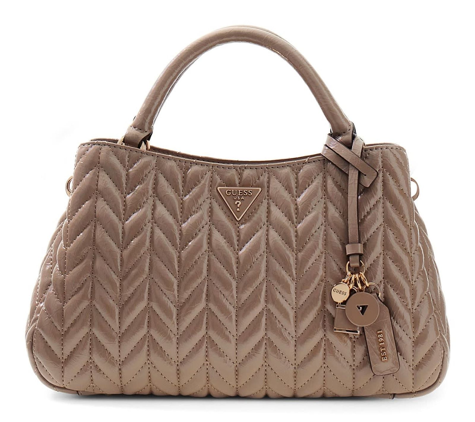 GUESS Cheryl Triple Compartment Satchel Dark Taupe GUESS Cheryl Triple Compartment Satchel Dark Taupe