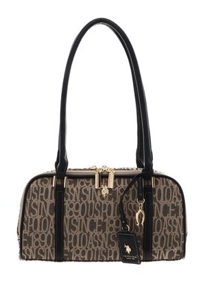 U.S. POLO ASSN. Jacquard Double Handle Bag With Zip Black U.S. POLO ASSN. Jacquard Double Handle Bag With Zip Black