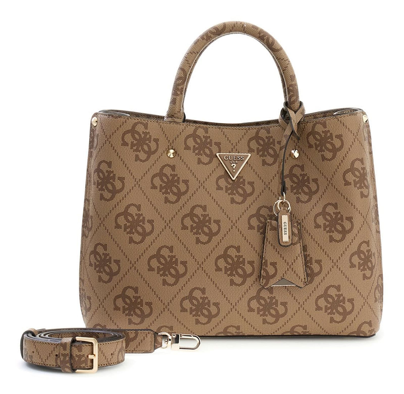 GUESS Meridian II Girlfriend Satchel Latte Logo