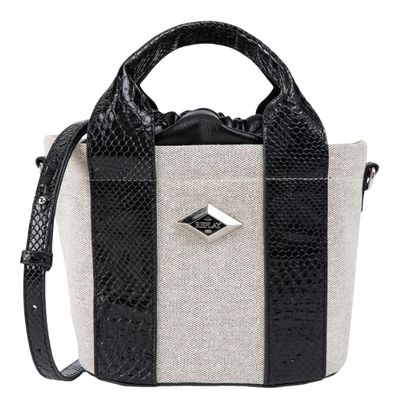REPLAY Handbag Cream White + Black REPLAY Handbag Cream White + Black