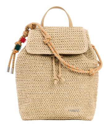Desigual Half Logo Raffia Backpack Natural Desigual Half Logo Raffia Backpack Natural