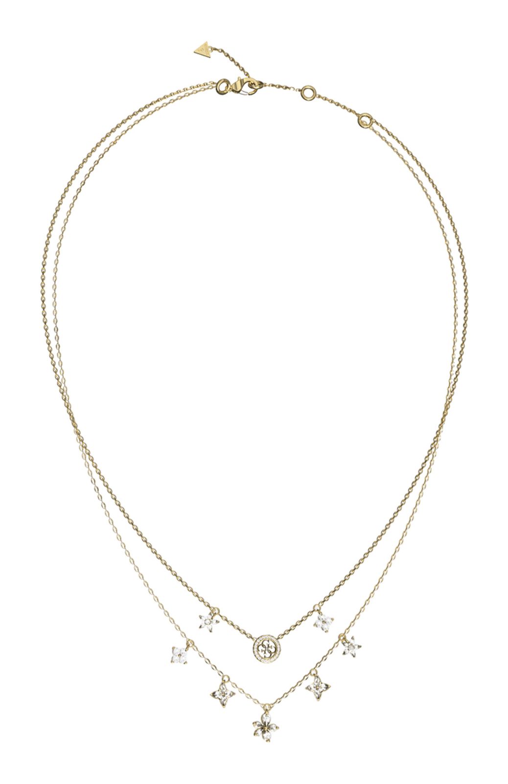 GUESS Secret Garden 16-18" Two Rows Flowers Necklace Yellow Gold GUESS Secret Garden 16-18" Two Rows Flowers Necklace Yellow Gold
