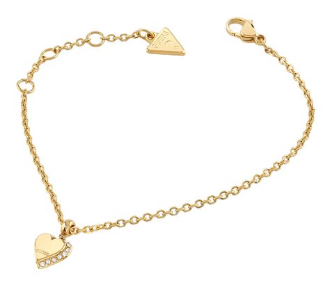GUESS By Your Side 8mm Heart Charm Bracelet S Yellow Gold