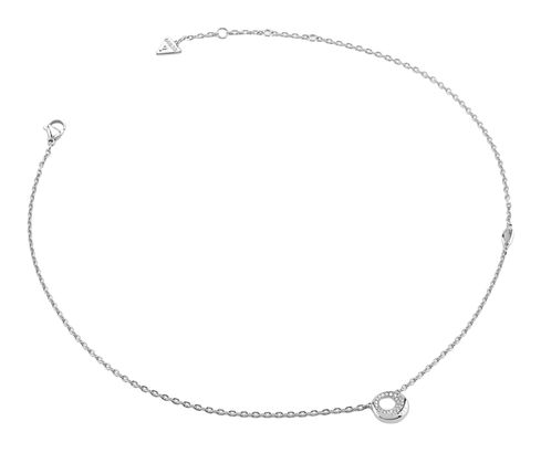 GUESS Moon Drops 16-18" Coin Pave Necklace Rhodium GUESS Moon Drops 16-18" Coin Pave Necklace Rhodium