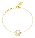 GUESS Moon Drops 12mm Coin Pave Bracelet S Yellow Gold