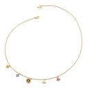 GUESS Secret Garden 16-18" Flower Charms Necklace Yellow Gold / Multicolor