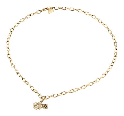 GUESS Love Bites 16-18" Lucky Charm Pave Necklace Yellow Gold