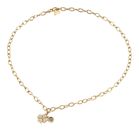 GUESS Love Bites 16-18" Lucky Charm Pave Necklace Yellow Gold