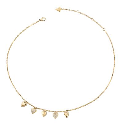 GUESS By Your Side 16-18" Heart Charms Necklace Yellow Gold
