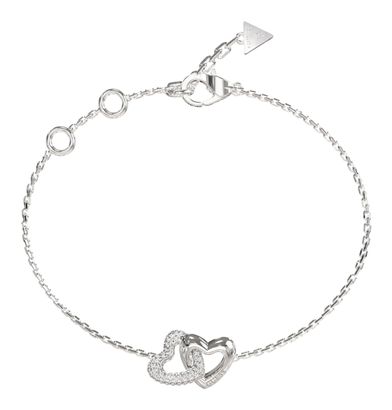 GUESS Beloved 15mm Heart Links Bracelet S Rhodium