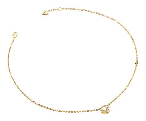 GUESS Moon Drops 16-18" Coin Pave Necklace Yellow Gold