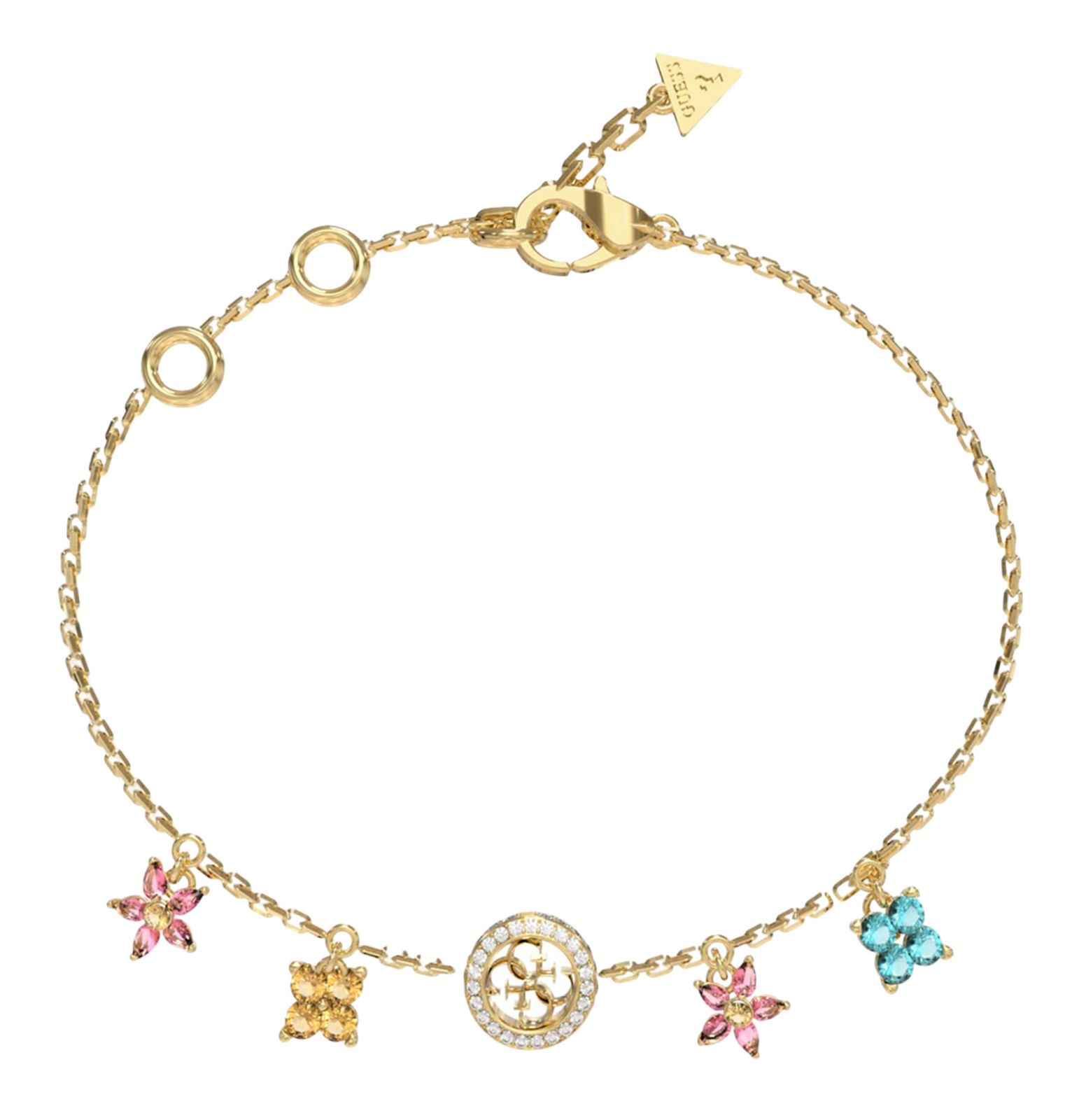GUESS Secret Garden Flower Charms Bracelet S Yellow Gold / Multicolor GUESS Secret Garden Flower Charms Bracelet S Yellow Gold / Multicolor