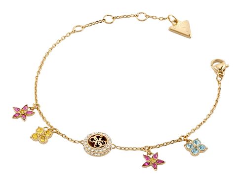GUESS Secret Garden Flower Charms Bracelet S Yellow Gold / Multicolor