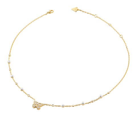GUESS Borboleta 16-18" Pave Borboleta Necklace Yellow Gold