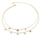 GUESS Secret Garden 16-18" Two Rows Flowers Necklace Yellow Gold / Multicolor