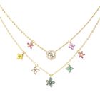 GUESS Secret Garden 16-18" Two Rows Flowers Necklace Yellow Gold / Multicolor