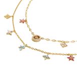 GUESS Secret Garden 16-18" Two Rows Flowers Necklace Yellow Gold / Multicolor