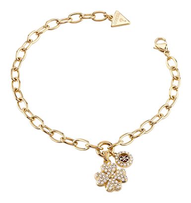 GUESS Love Bites Lucky Charm Pave Bracelet S Yellow Gold