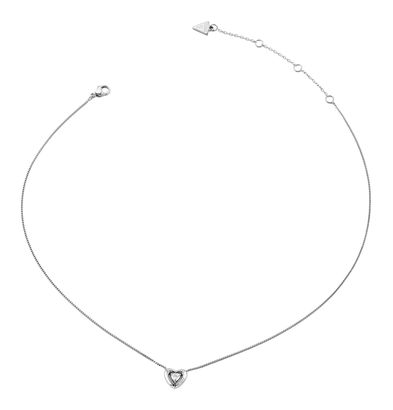 GUESS Beloved 16-18" Crystal Heart Necklace Rhodium