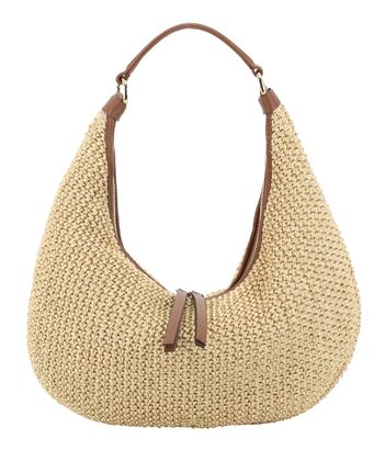 abro Raffia Maglia / Leather Hobo Bag Nana S Natural - Nut