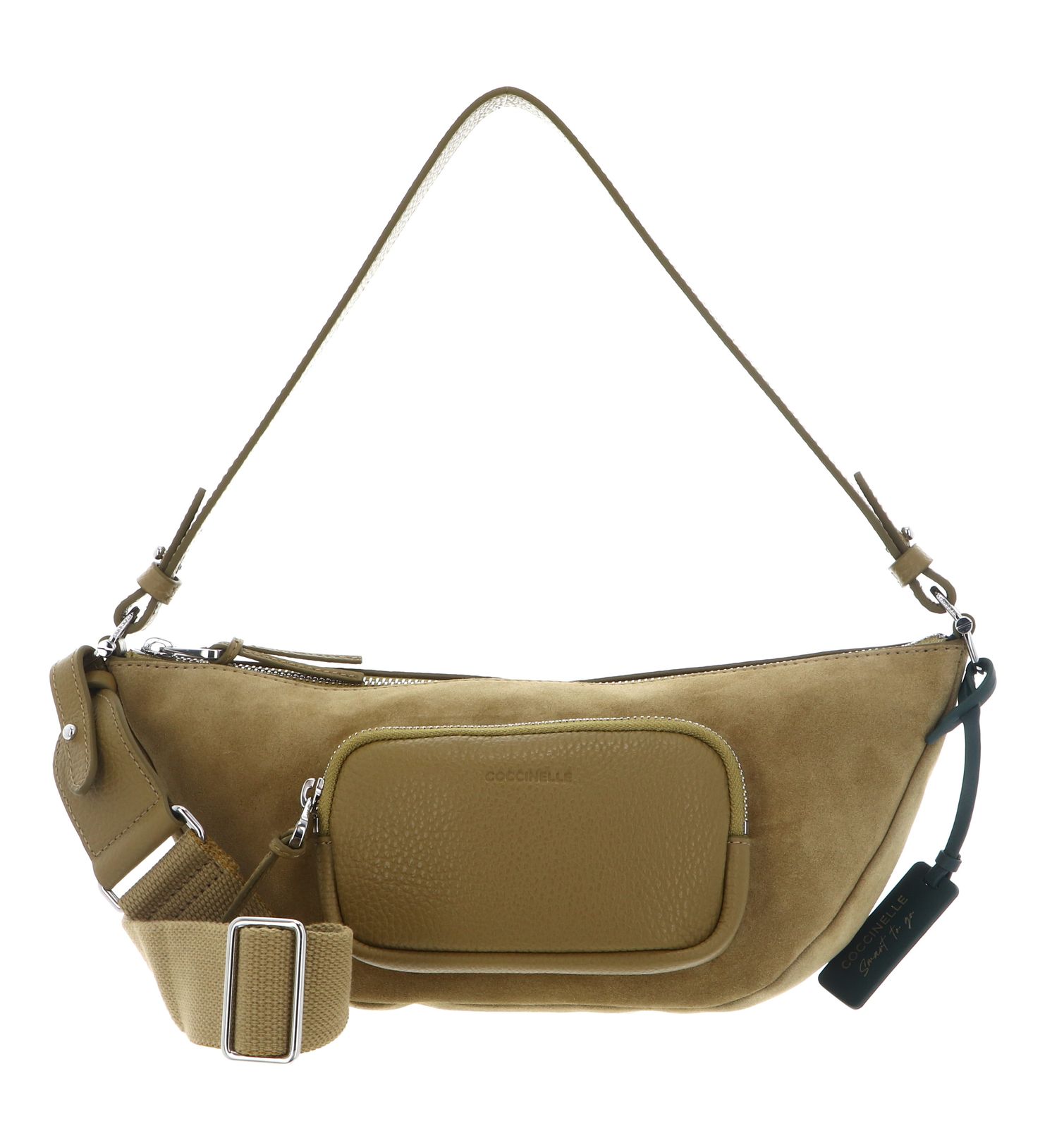 COCCINELLE Paki Smart To Go Suede Bimaterial Crossover Bag Seagrass / Seagrass