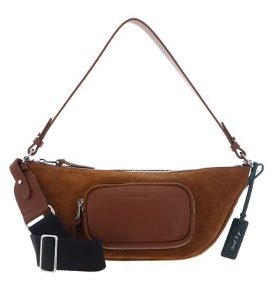 COCCINELLE Paki Smart To Go Suede Bimaterial Crossover Bag Cognac COCCINELLE Paki Smart To Go Suede Bimaterial Crossover Bag Cognac