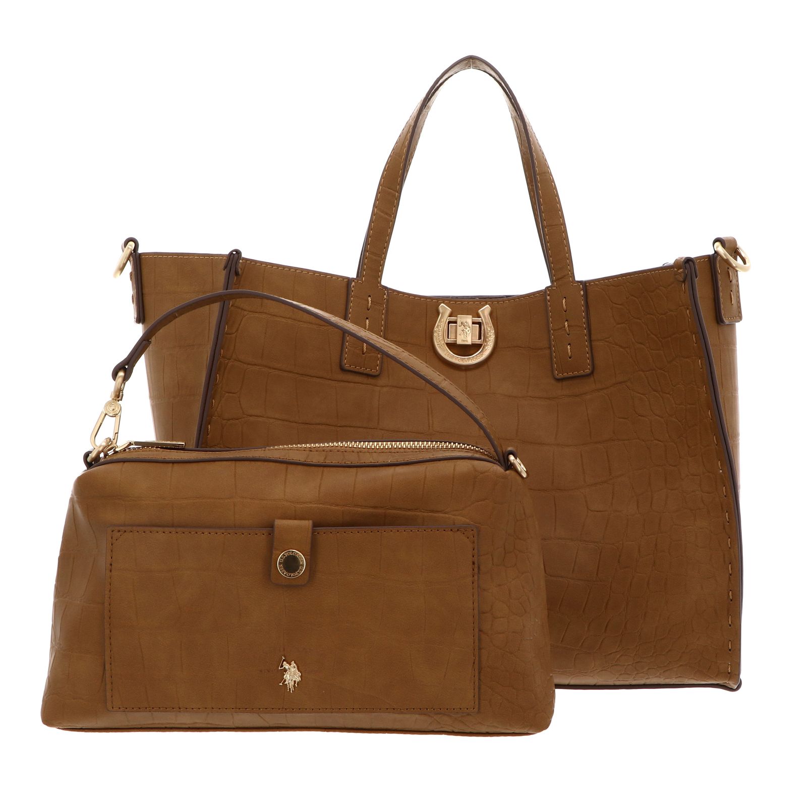 U.S. POLO ASSN. Middleton Double Handle With Extra Bag Amber Crocco U.S. POLO ASSN. Middleton Double Handle With Extra Bag Amber Crocco