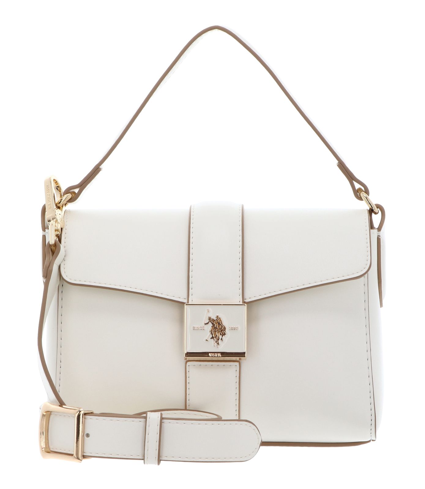 U.S. POLO ASSN. Margaret Flap Handle Bag Creme White