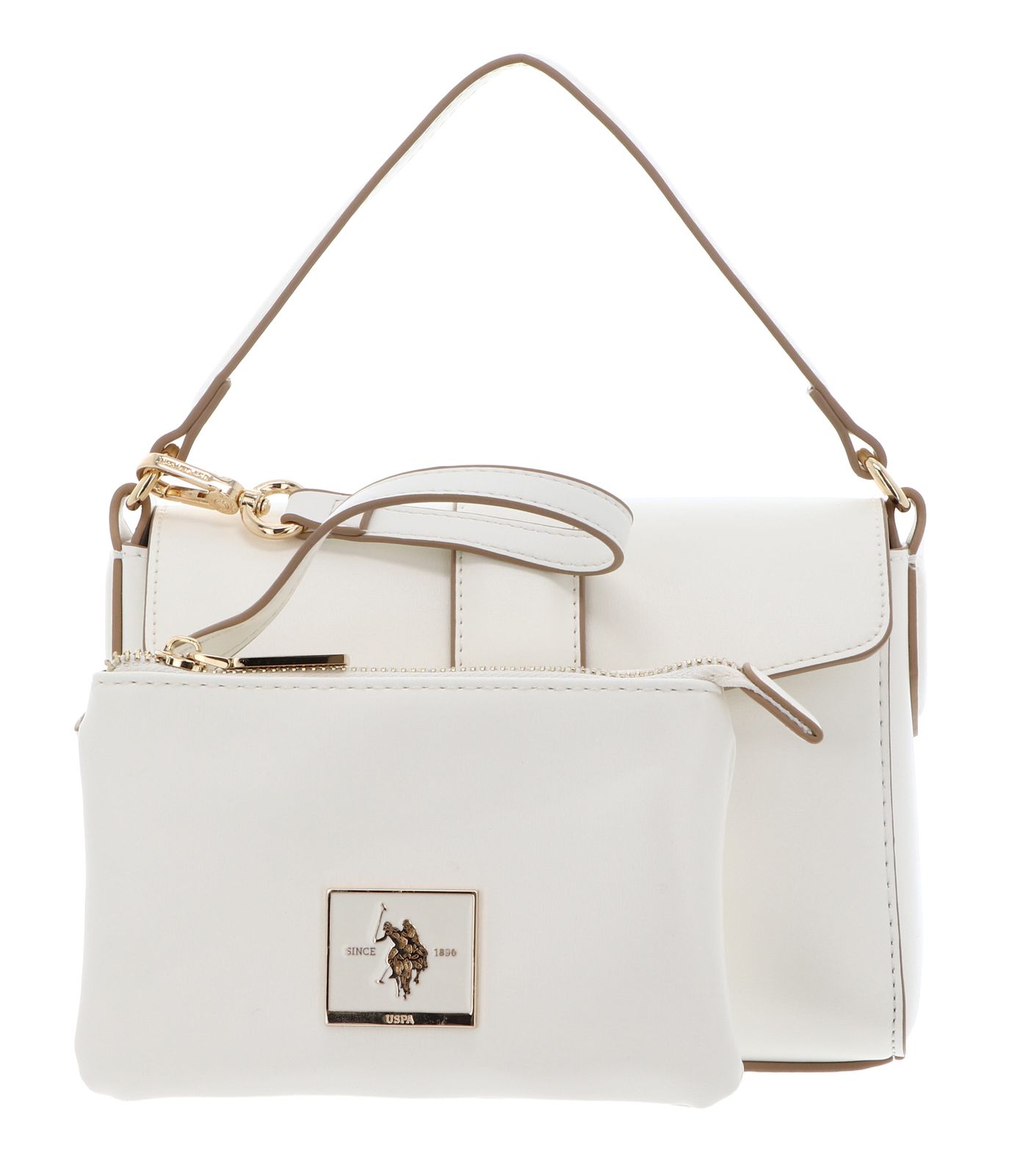 U.S. POLO ASSN. Margaret Flap Handle Bag Creme White U.S. POLO ASSN. Margaret Flap Handle Bag Creme White