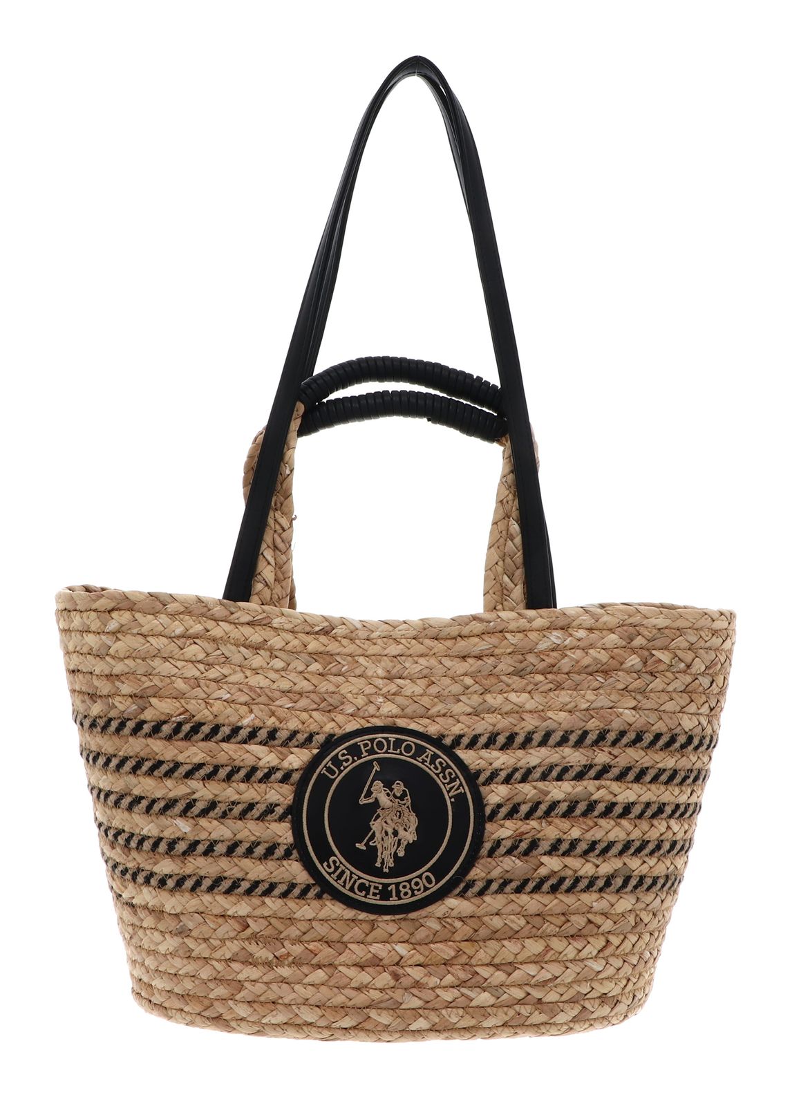 U.S. POLO ASSN. Somerset Double Handle Bag Straw / Poly / Jute Black