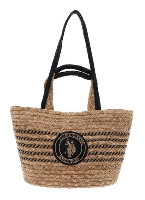 U.S. POLO ASSN. Somerset Double Handle Bag Straw / Poly / Jute Black